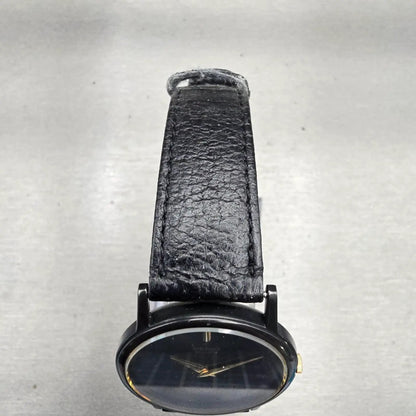 Seiko Watch Men 32mm Black Dial Black Tone Round 7430-7039 New Battery Vintage4