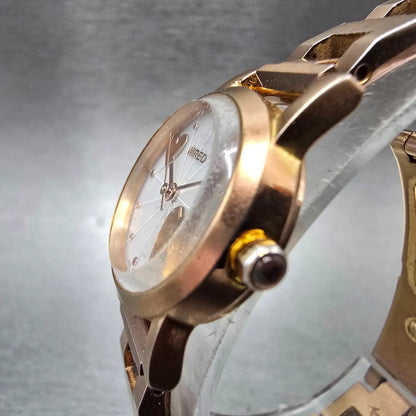 Seiko Wired Watch Women 21mm White Dial Rose Gold Round 1N01-0KK0 New Batt JDM2