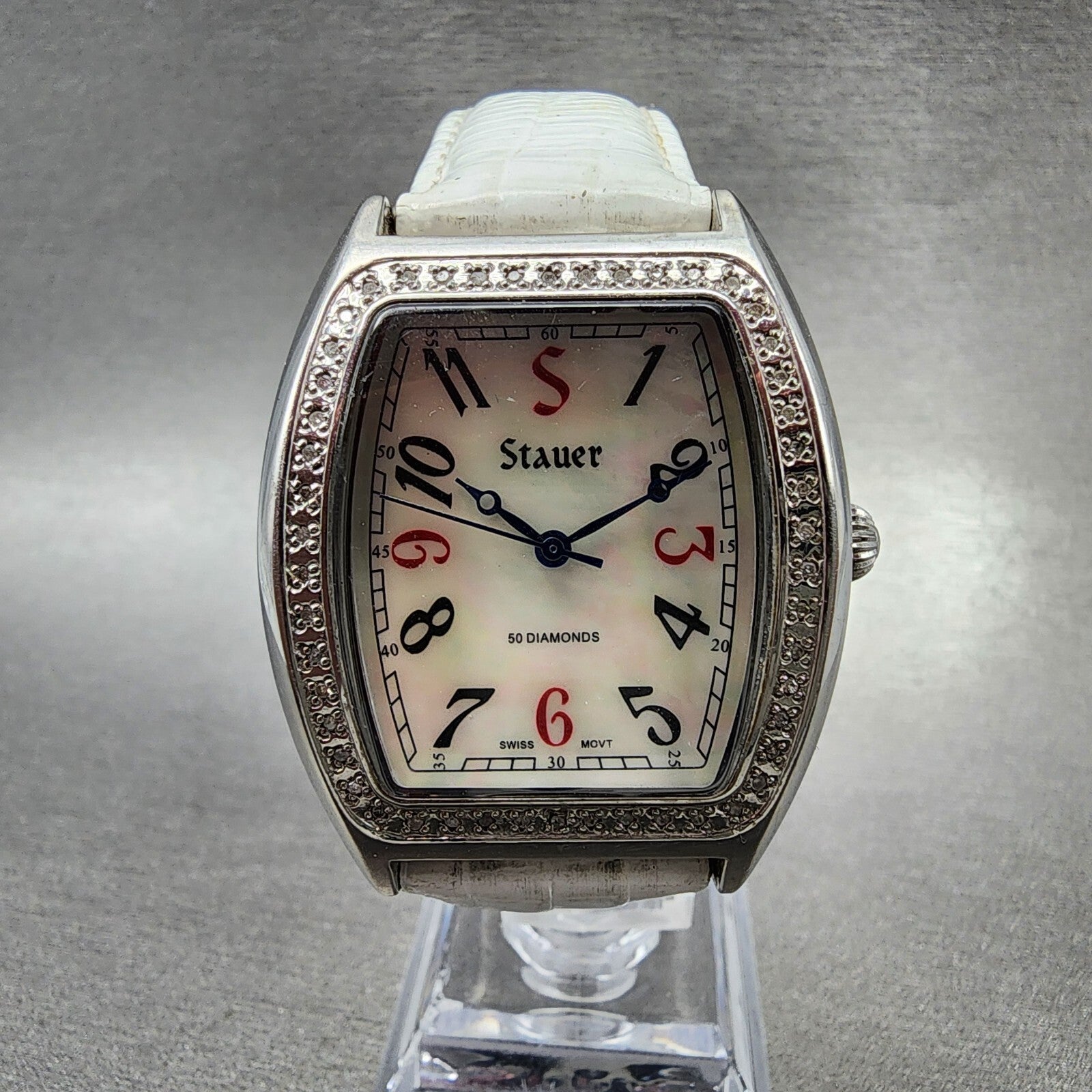 Stauer Watch Women 34mm MOP Dial Steel Diamond Accents 15510 New Battery0