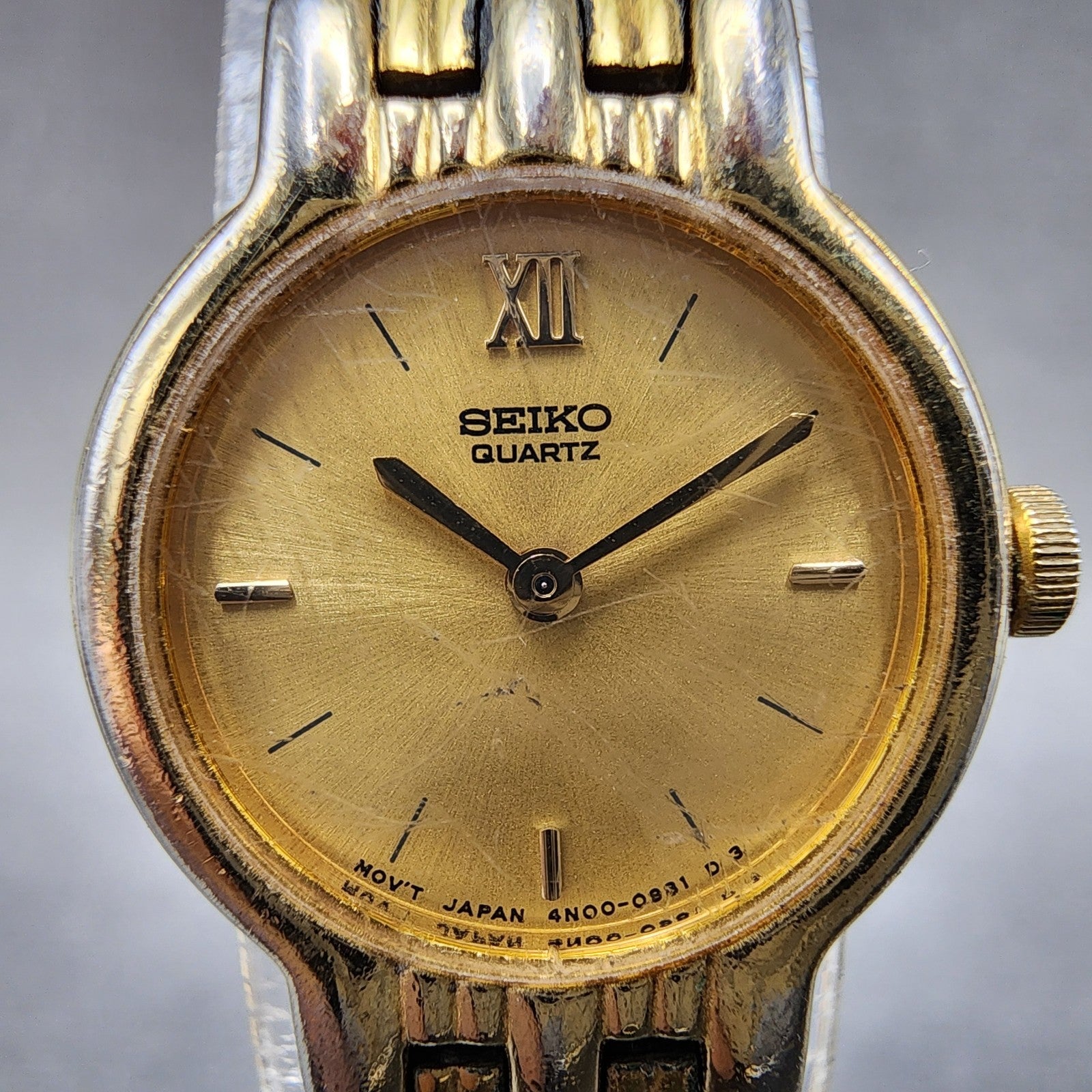 Seiko Watch Women 20mm Champagne Dial Gold Tone Round 4n000191 New Battery1