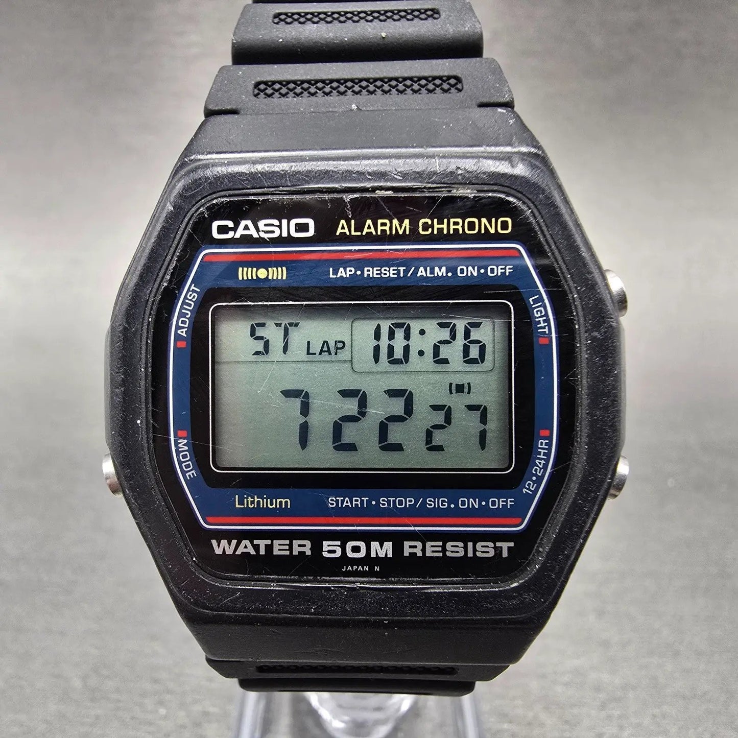 Casio W-26 Watch Men 37mm Black Alarm Chronograph Digital New Battery Vintage F0