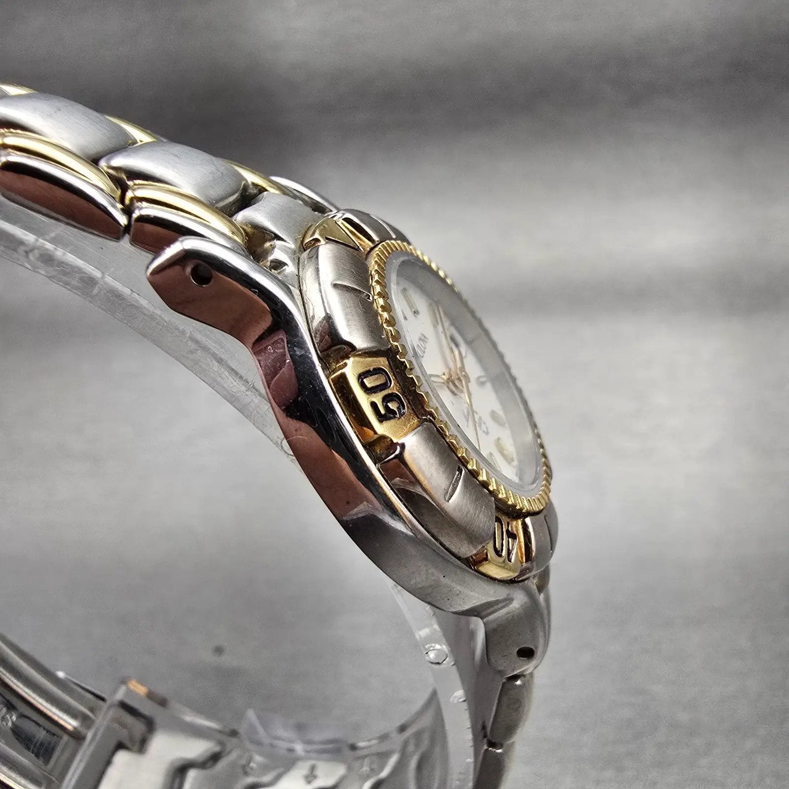 Bulova Marine Star Watch Women 27mm White Dial Two Tone Date Round 96M38 New Bat3