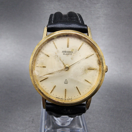 VTG Seiko Watch men 32mm Champagne Dial Gold Tone 26210140 PARTS0