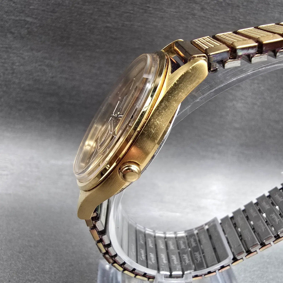 Seiko Watch Men 35mm Gold Dial Gold Tone Date Round 7N42-8A39 New Battery2