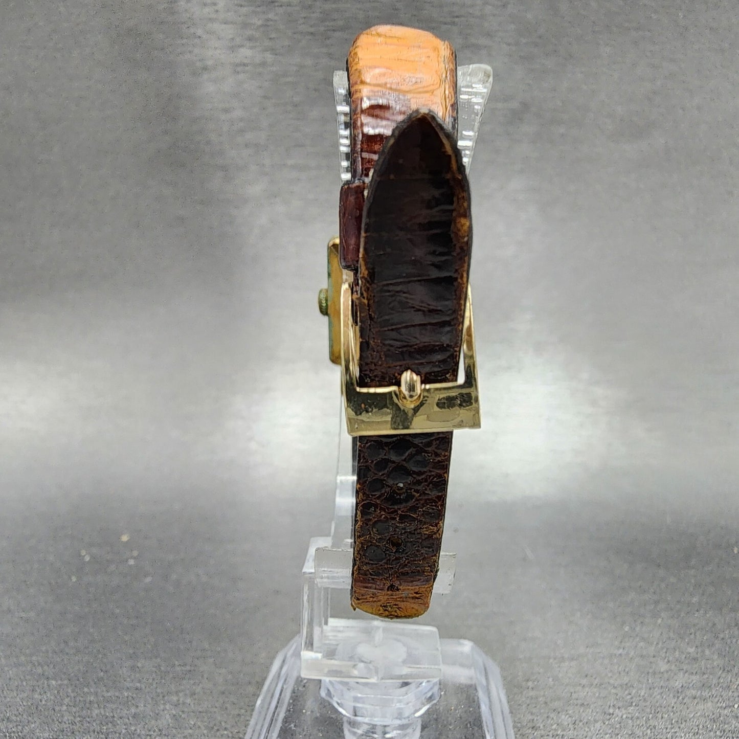 Seiko Solar Tank Watch Women 20mm Silver Dial Gold Plated 19 J 598 PARTS8