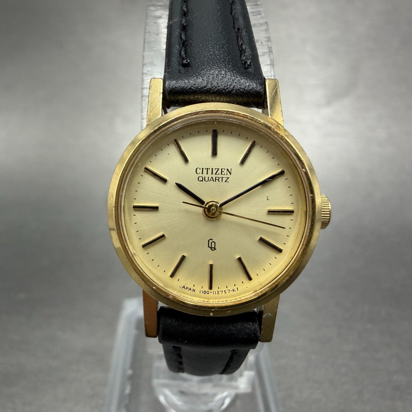 Citizen CQ Watch Women 20mm Champagne Dial Gold Tone Round 4-105923 New Battery0