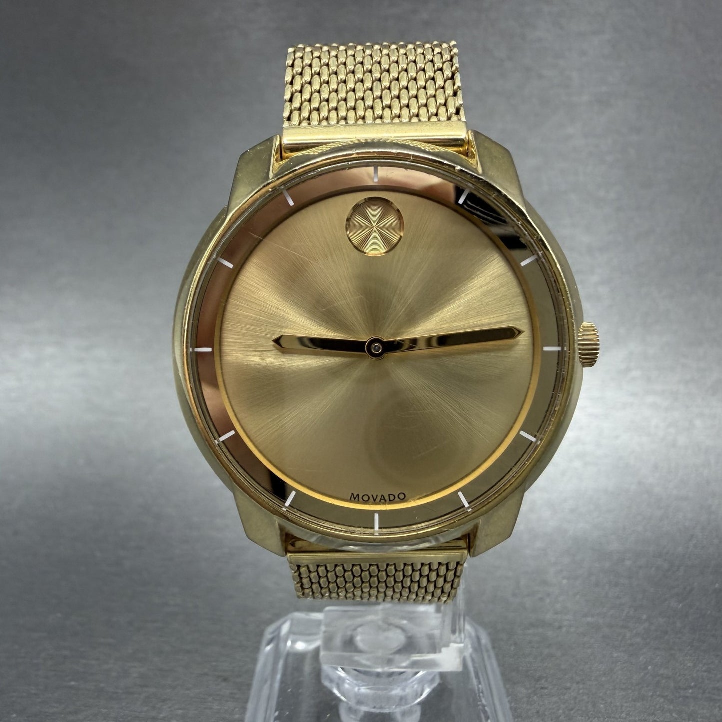 Movado Bold Evolution Watch Women 36mm Gold Dial Gold Tone Round READ!!! New Bat0