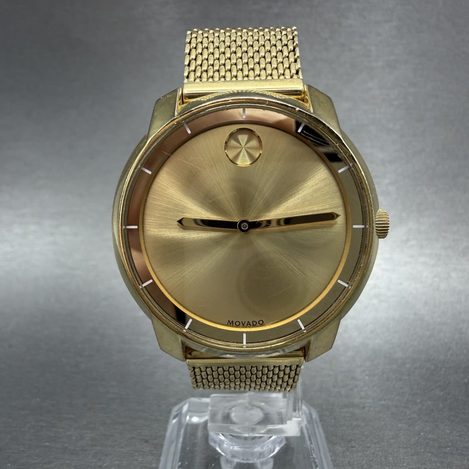 Movado Bold Evolution Watch Women 36mm Gold Dial Gold Tone Round READ!!! New Bat0