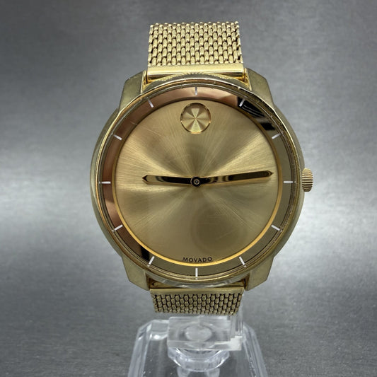 Movado Bold Evolution Watch Women 36mm Gold Dial Gold Tone Round READ!!! New Bat0