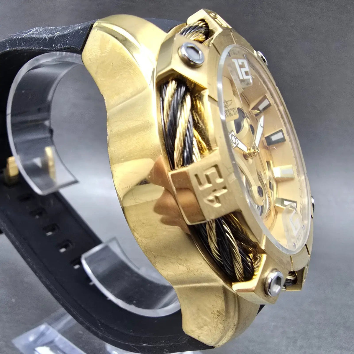 Invicta Bolt Chronograph Watch Men 51mm Gold Dial Gold Tone Date 27283 New batt3