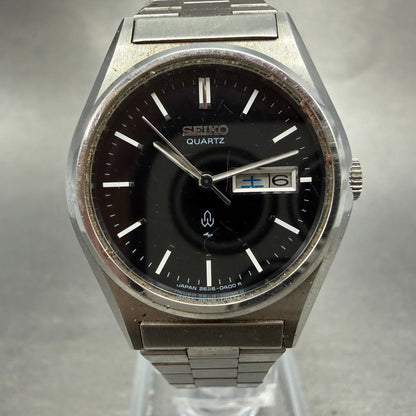 Seiko Watch Women 26mm Black Dial Silver Tone Daydate 2626-0050 New Battery VTG0