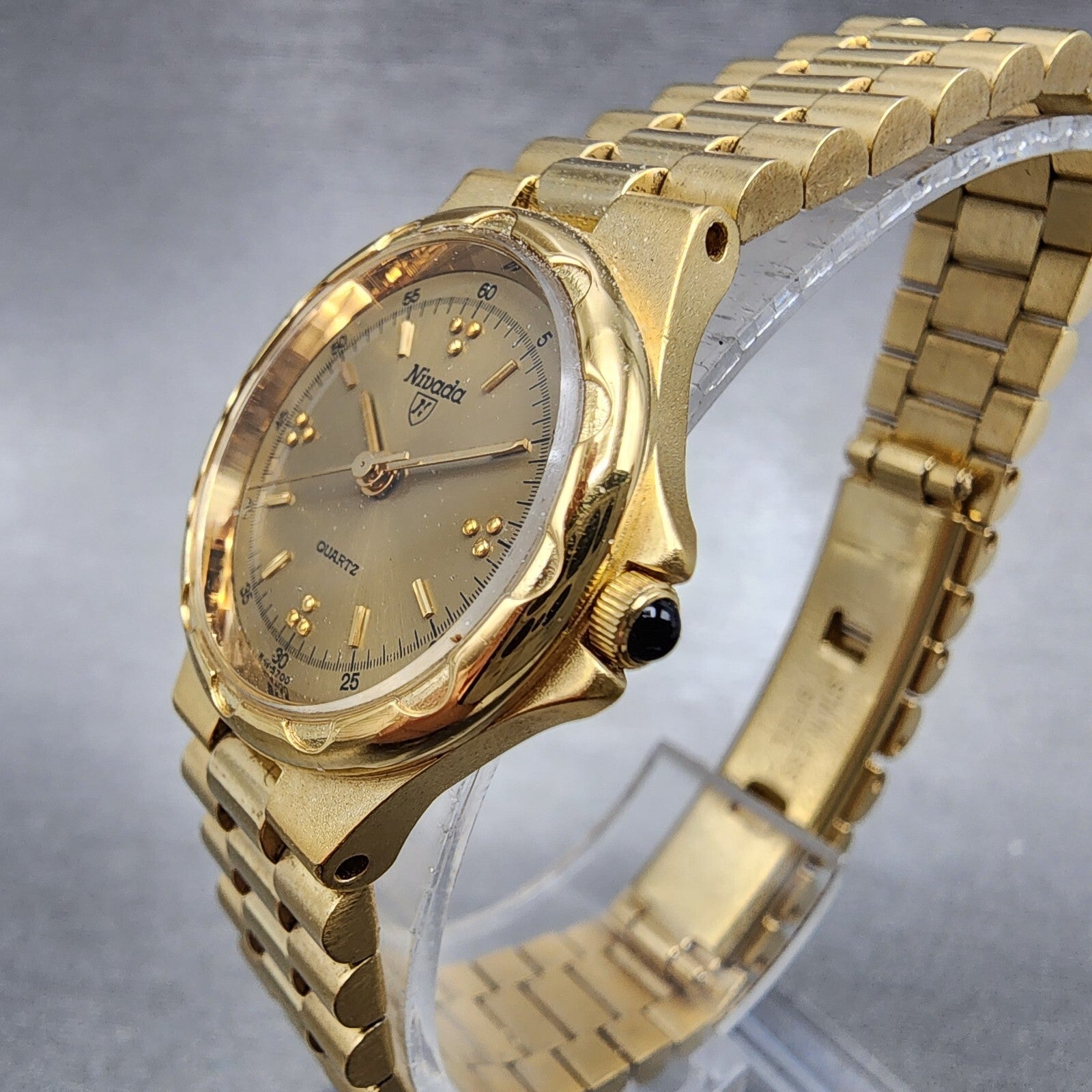 Nivada Watch Women 23mm Gold Dial Gold Tone Round N5700 PARTS3