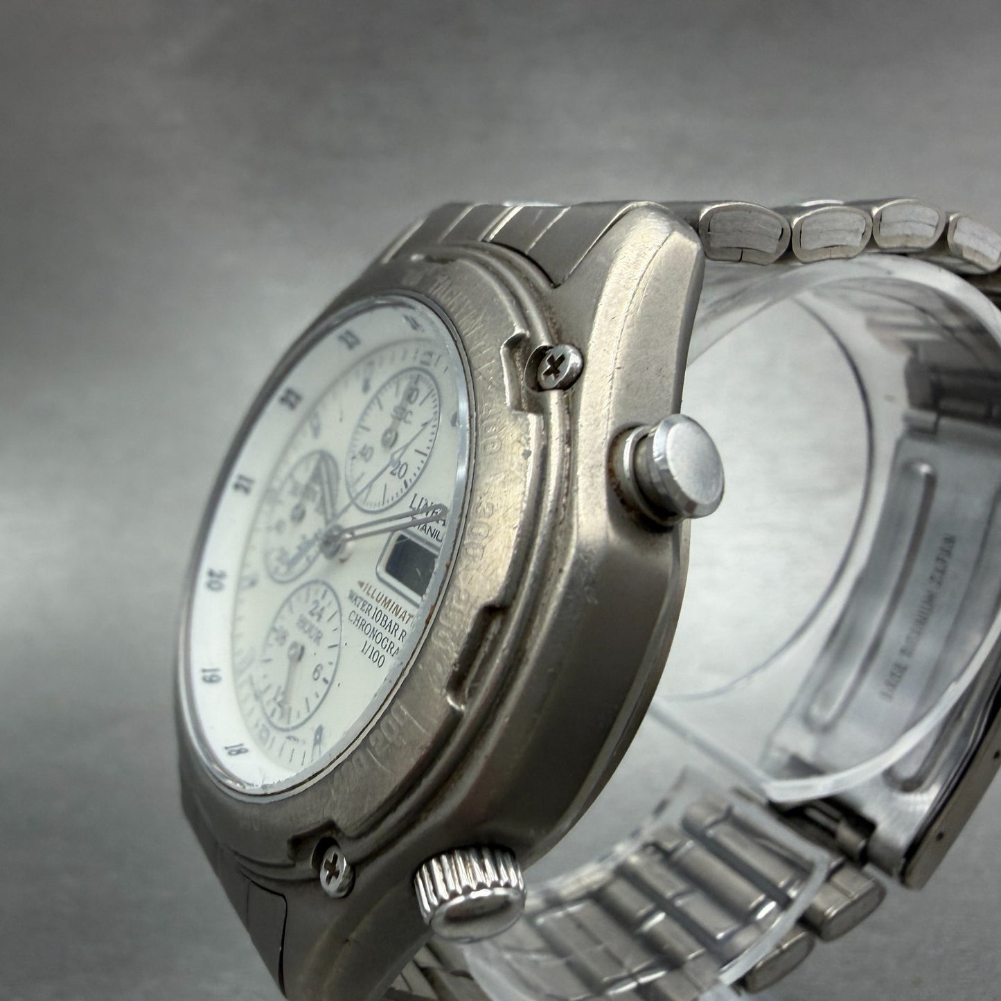 Casio Lineage LIS-001 Watch Men 41mm White Dial Titanium Alarm Chrono New batt2
