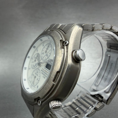 Casio Lineage LIS-001 Watch Men 41mm White Dial Titanium Alarm Chrono New batt2