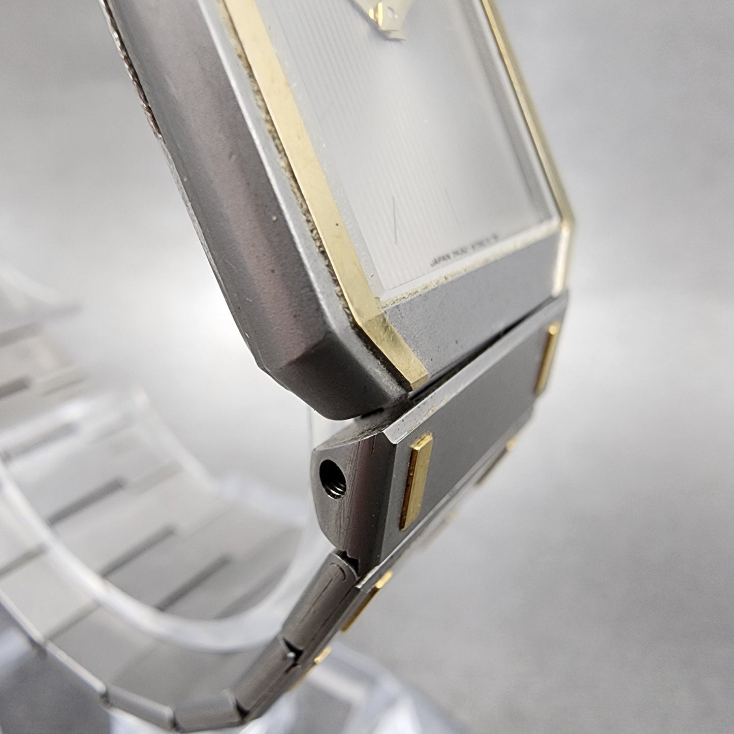 Seiko Tank Watch Men 26mm Silver Dial Two Tone Rectangle 74305479 PARTS5