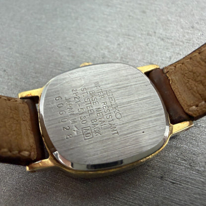 Seiko Avenue Watch Women 21mm White Dial Gold Tone Oval 2P21-5130 New Battery9