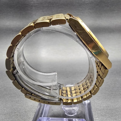 Seiko Watch Men 35mm Champagne Dial Gold Tone Daydate Round V743-9029 New Batt8