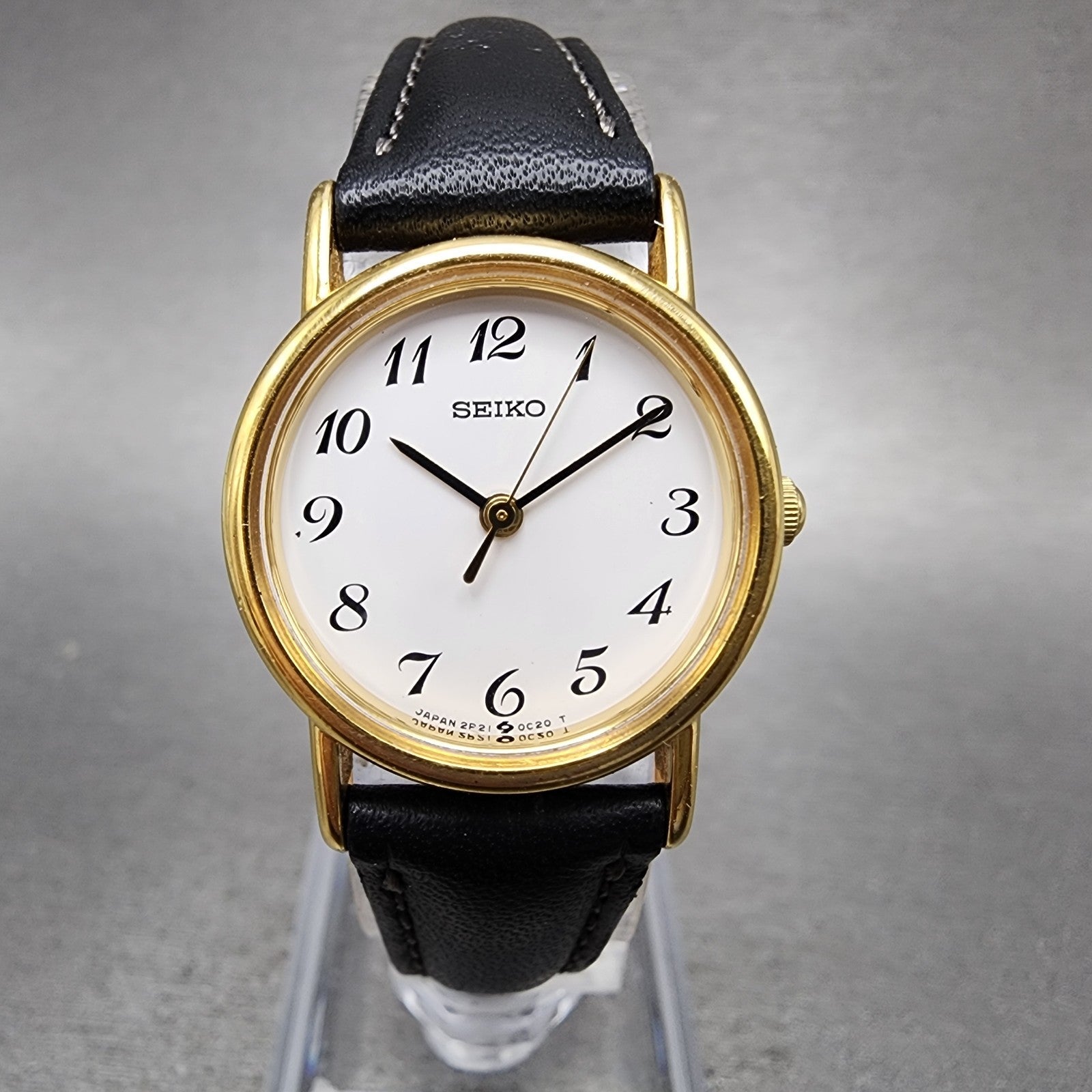 Seiko Watch Women 22mm White Dial Gold Tone Round 2P210A20 New battery VTG0