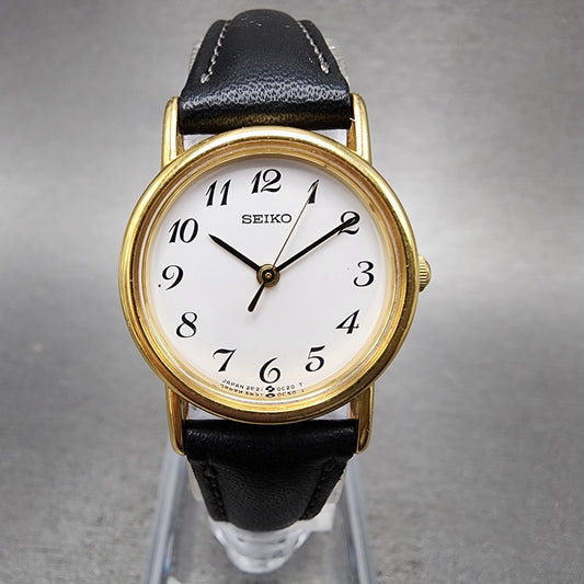 Seiko Watch Women 22mm White Dial Gold Tone Round 2P210A20 New battery VTG0
