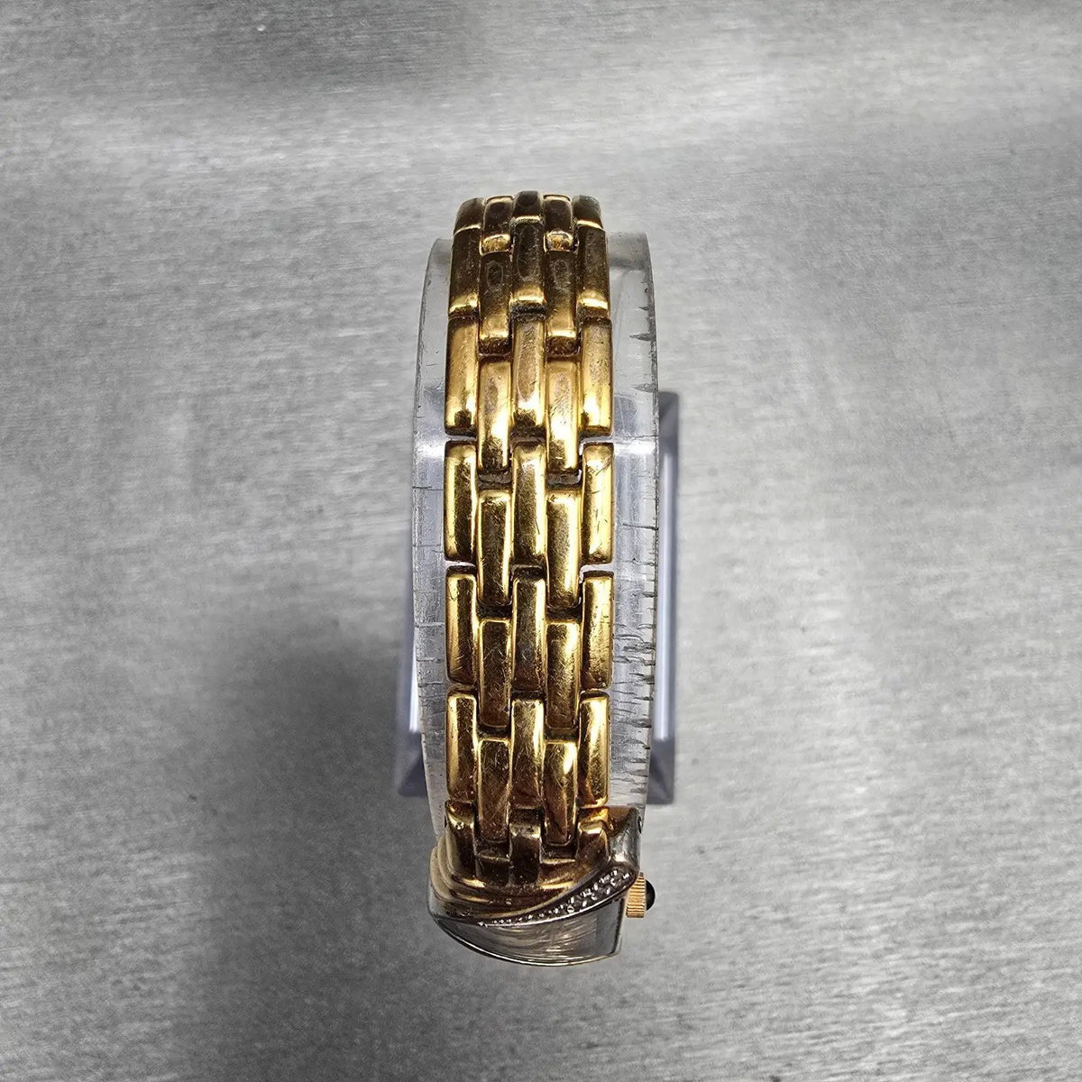 Seiko Half Moon Watch Women 14mm Black Dial Gold Diamonds Asymmetrical New Batt4