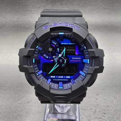 Casio G-Shock GA-700VB Watch Men 54mm Blue Dial Black Chrono Alarm New Battery0