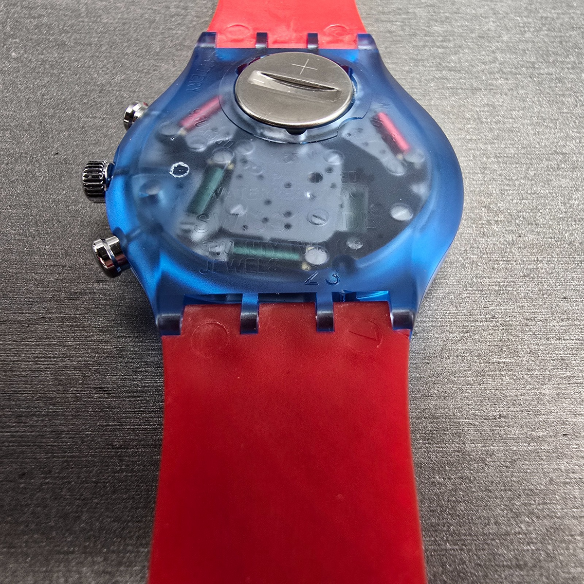 Swatch Chrono JFK Watch Men 37mm White Dial Blue Case SCN103 New Battery NOS13