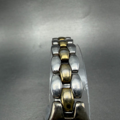 Seiko Watch Women 20mm White Dial Two Tone Oval 1n00-6F80 New Battery Vintage 4F4