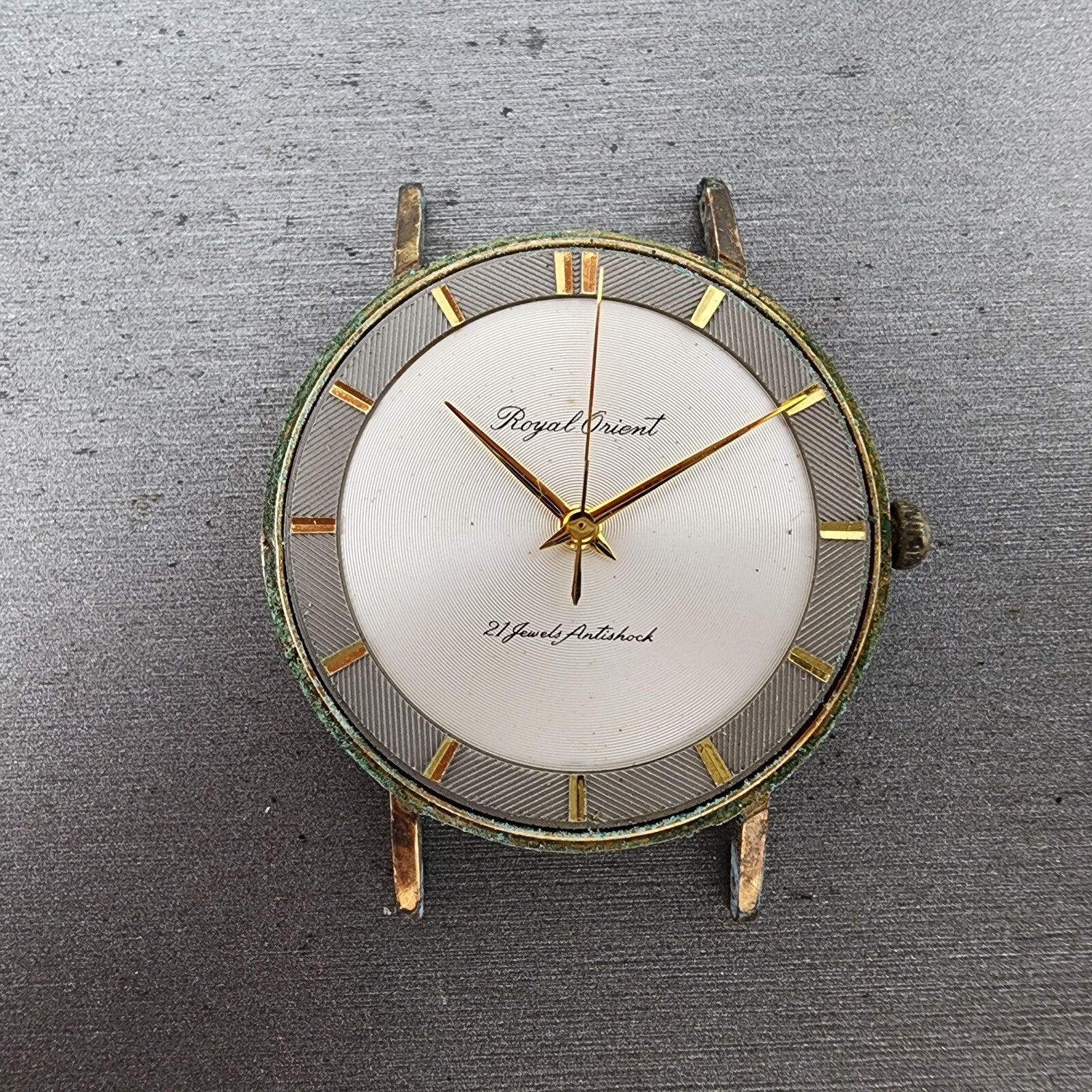 Royal Orient Watch Men 35mm White Dial Gold Tone Manual Wind 21 jewels READ!!!0
