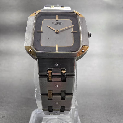 Seiko Credor Watch Women 22mm Silver Dial Two Tone Rectangle 8420-5020 New Batt5