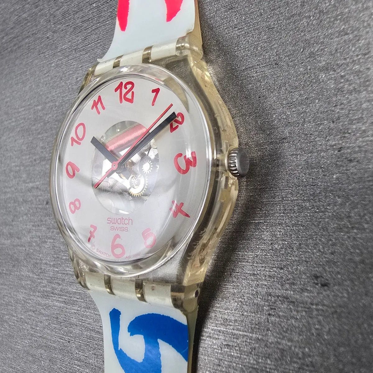 Swatch Paralympic Watch Men 35mm White Dial Clear Case Round GE213 New Battery2