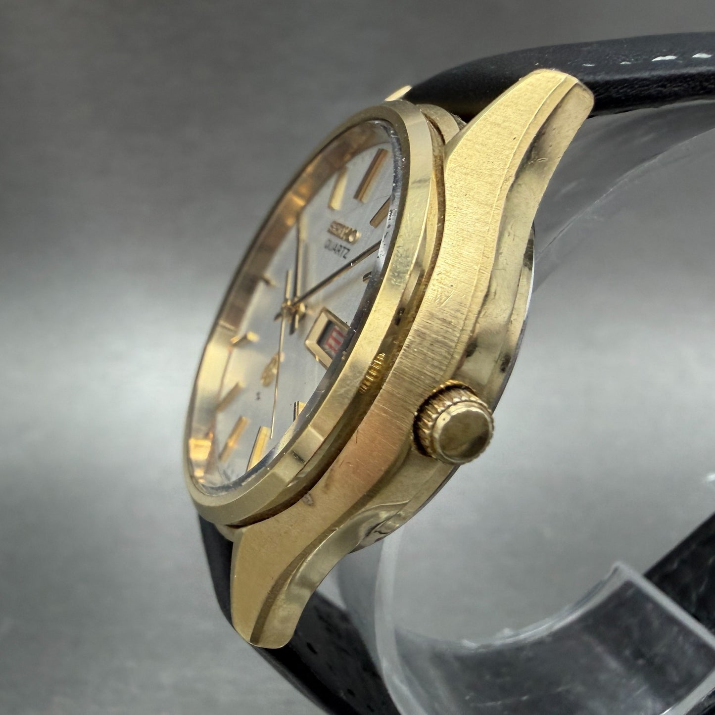 Seiko Watch Men 36mm Silver Dial Gold Tone Round Daydate 0843-8051 New Battery2