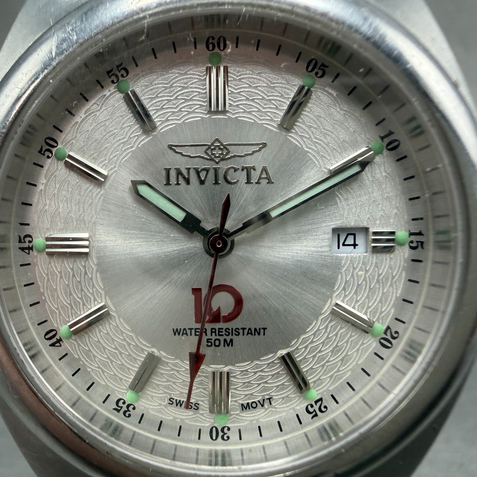 Invicta Watch Men 37mm Silver Dial Silver Tone Date Round 3251 New Battery1