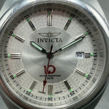 Invicta Watch Men 37mm Silver Dial Silver Tone Date Round 3251 New Battery1