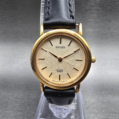 Citizen Exceed Watch Women 24mm Champagne Dial Gold Tone 5430 Round New Battery0