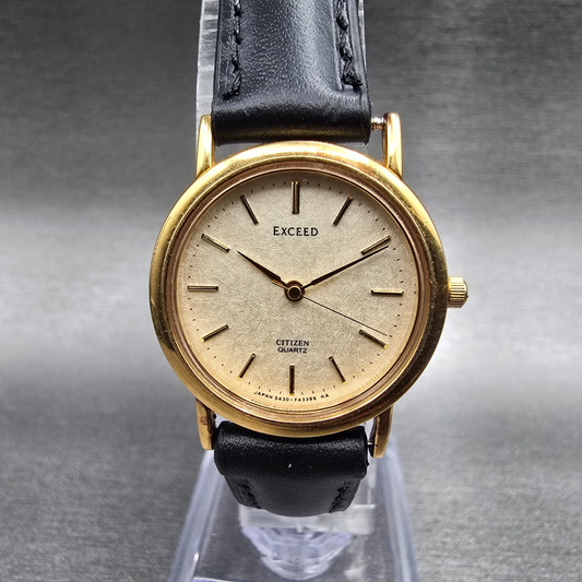 Citizen Exceed Watch Women 24mm Champagne Dial Gold Tone 5430 Round New Battery0