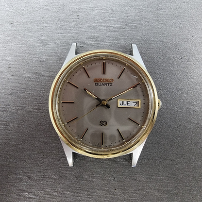 Seiko SQ Watch Men 35mm Gray Dial Two Tone Daydate READ!!! 81227039 New Battery0