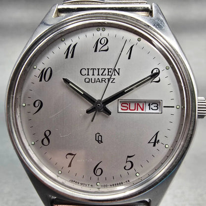 Citizen CQ Watch Men 36mm Silver Dial Silver Tone Daydate 1100-S63804 New Batt1