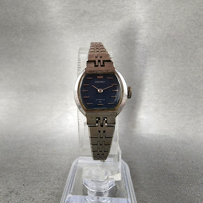 Seiko Watch Women 19mm Blue Dial Silver Tone Oval Manual 103600 Runs5