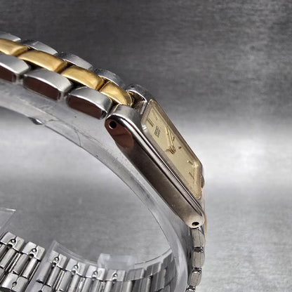 Seiko Watch Women 14mm Champagne Dial Two Tone Rectangle 1F20-5D30 New Battery3