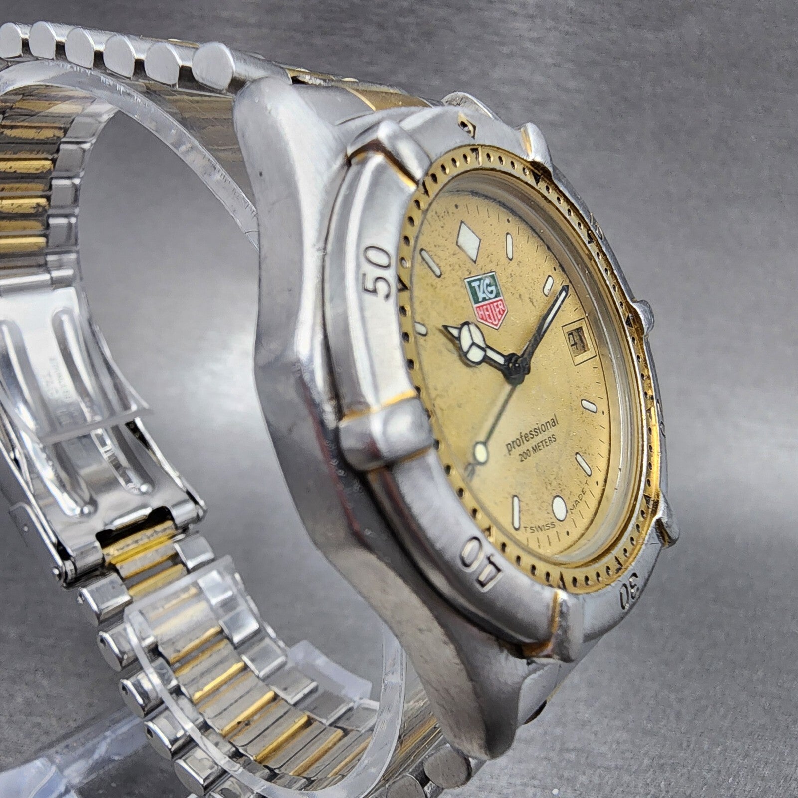 Tag Heuer Professional 200 Watch Men 37mm Gold Dial Two Tone Date Round New Batt3