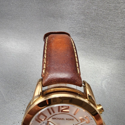 Michael Kors Mercer Watch Women 41mm Silver Dial Rose Gold Tone Date NewBat4