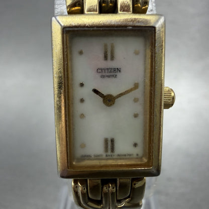 Citizen Tank Watch Women 13mm MOP Dial Gold Tone Rectangle 5421-S029023 New Batt1