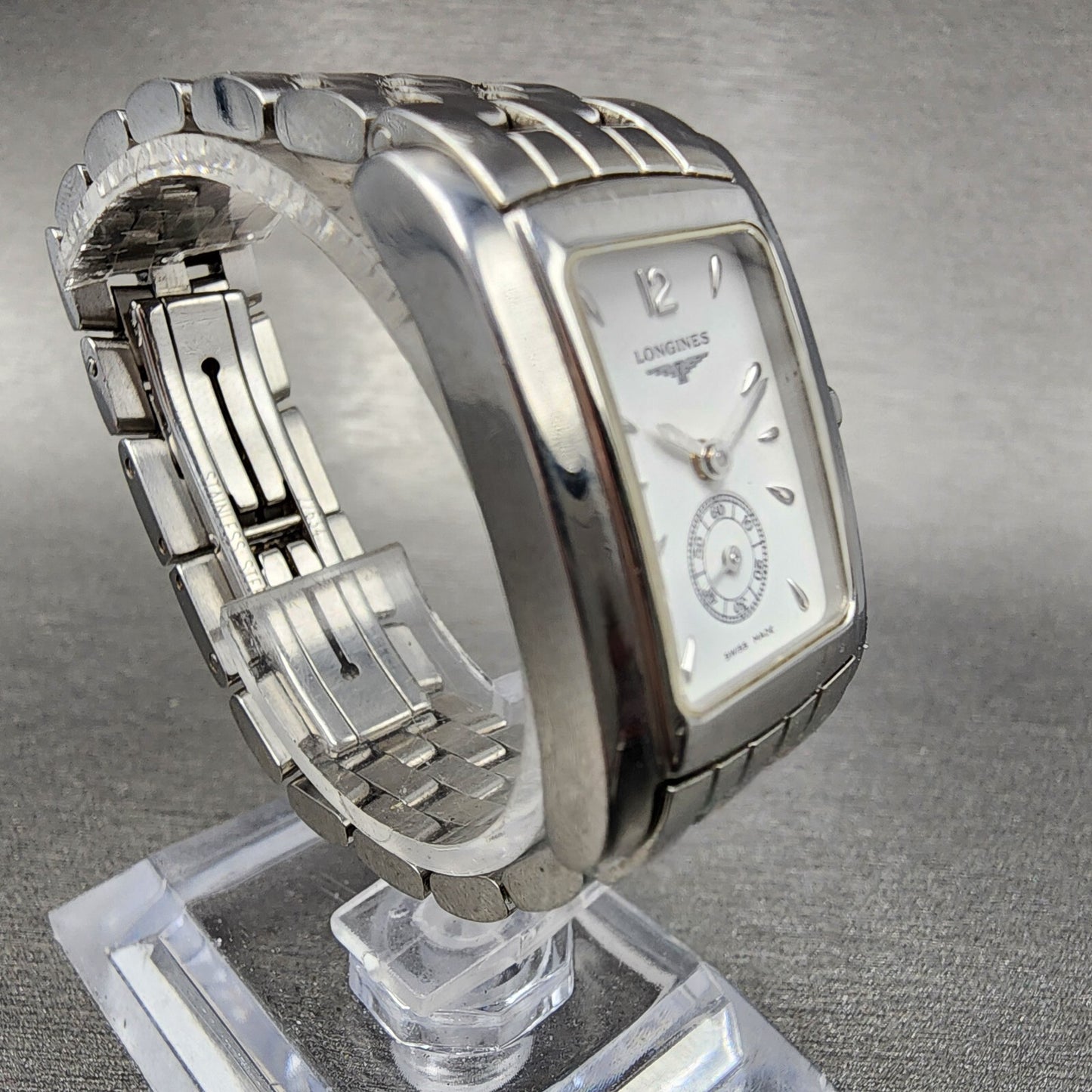 Longines Dolce Vita tank Watch Women 20mm White Dial Steel Rectangle New Battery3