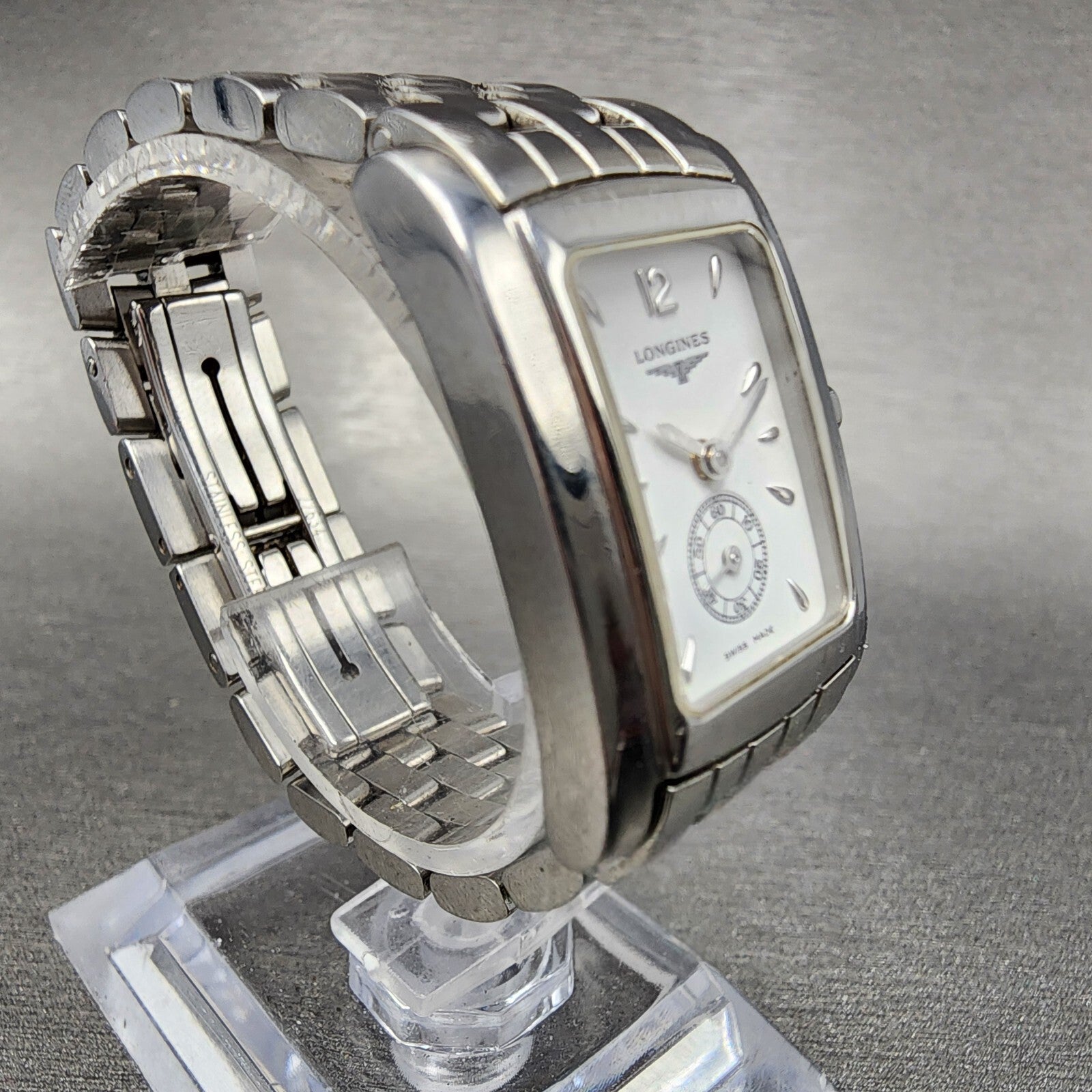 Longines Dolce Vita tank Watch Women 20mm White Dial Steel Rectangle New Battery3