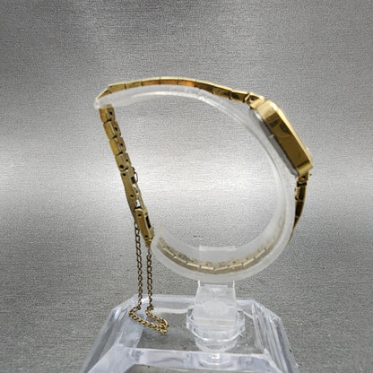 Seiko Watch Women 19mm Brown Dial Gold Tone Square 14005980 New Battery8