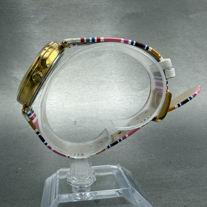 Kate Spade Holland Watch Women 34mm Blue Dial Gold Tone Round KSW1271 New Batt6