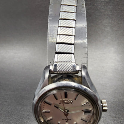 Seiko Automatic Watch Women 23mm White Dial Steel Date Round 42050040 READ!!!!!4