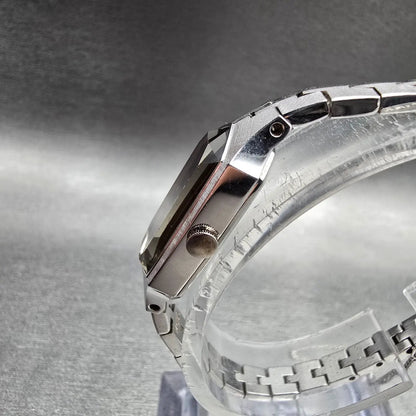 Seiko Watch Women 12mm Blue Dial Silver Tone Rectangle 1320-5339 New Battery JP32