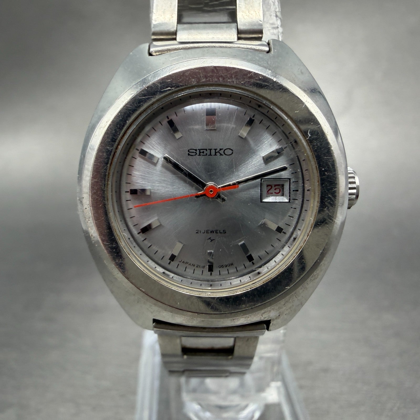 Seiko Watch Women 26mm Silver Dial Silver Tone Date Manual 2118-0410 Runs VTG0