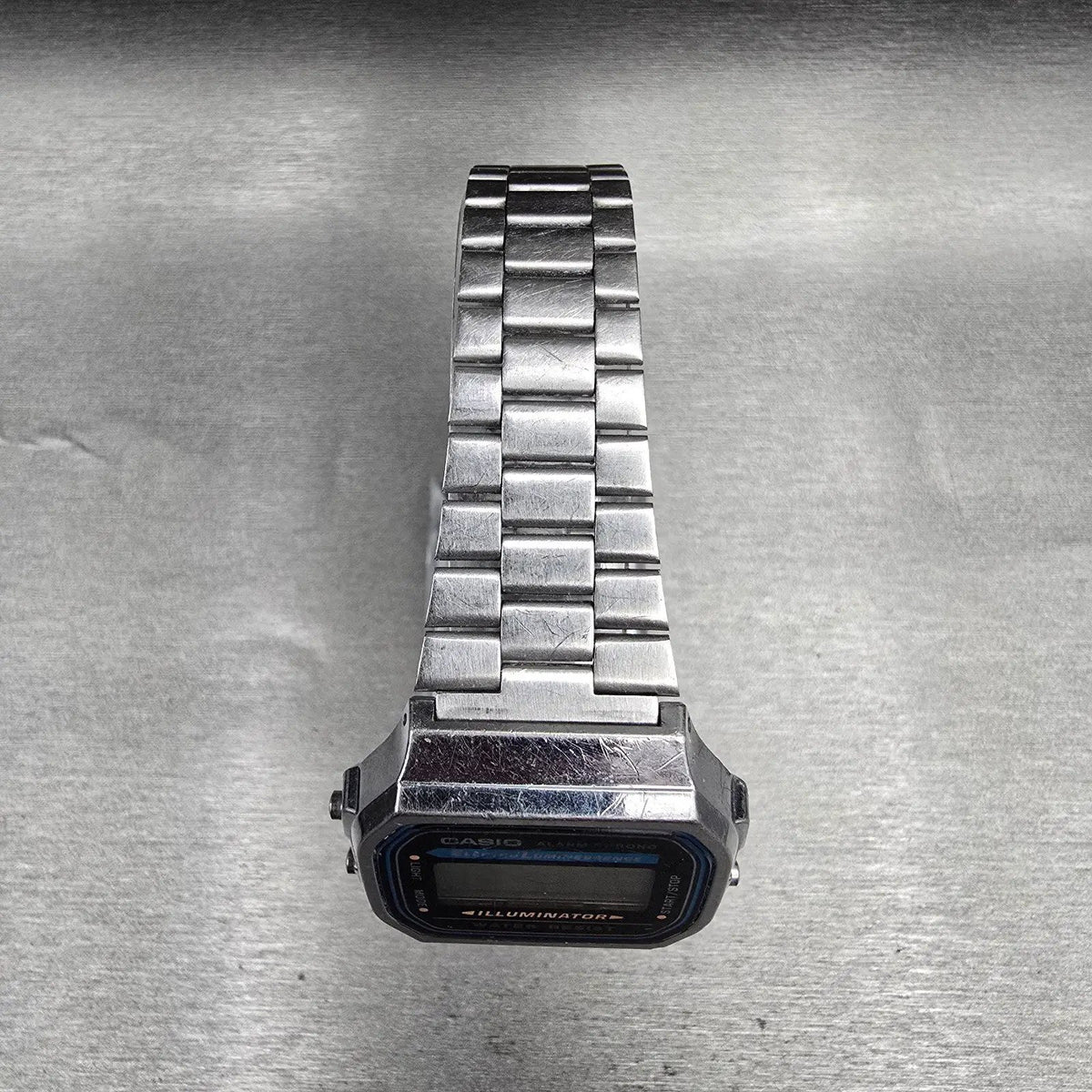 Casio A168 Digital Watch Men 36mm Black Dial Silver Tone Chrono Alarm New Batt4